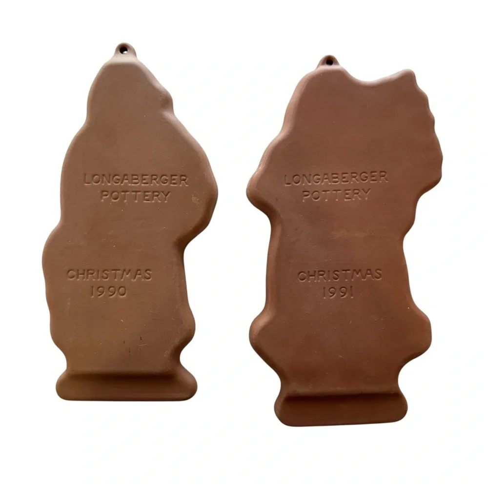 Longaberger Pottery Santa Claus Cookie Mold Set One Size Brown